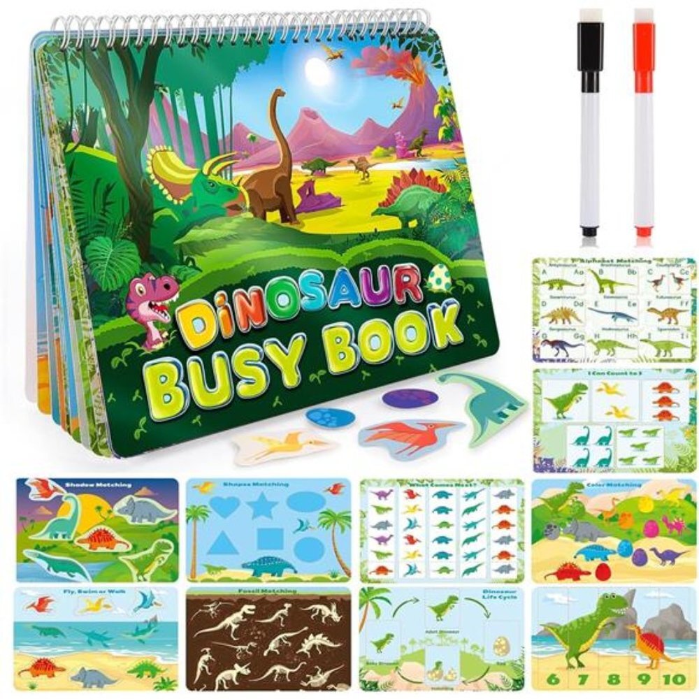 Montessori Toys for Toddlers,Newest Dinosaur Themes Busy Book for Kids Toys Ages